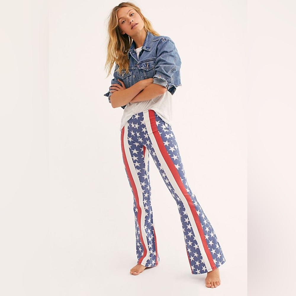 Free People American Flag Flare Jeans